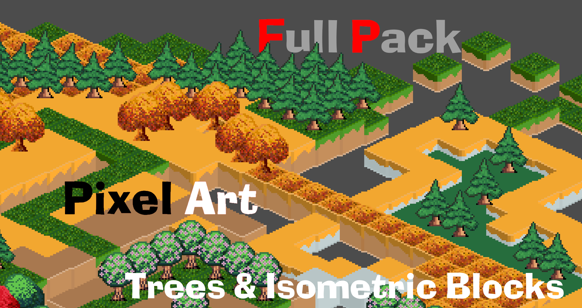 Trees and Blocks Isometric Land - Full Pack Tileset
