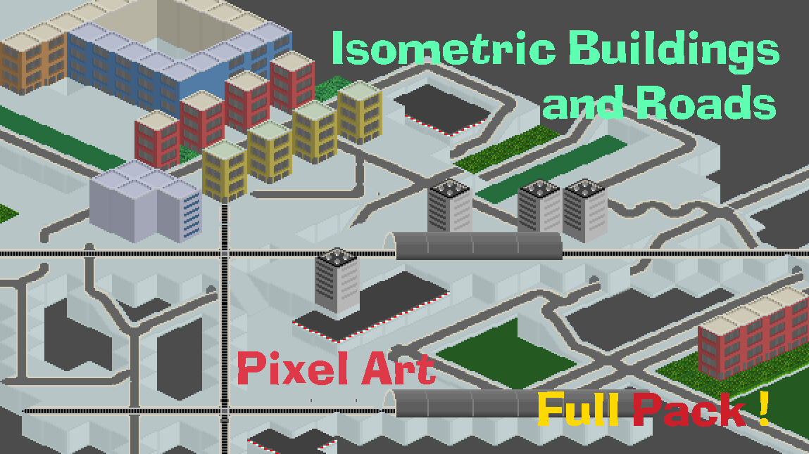 Isometric Buildings and Roads - Full Pack Tileset